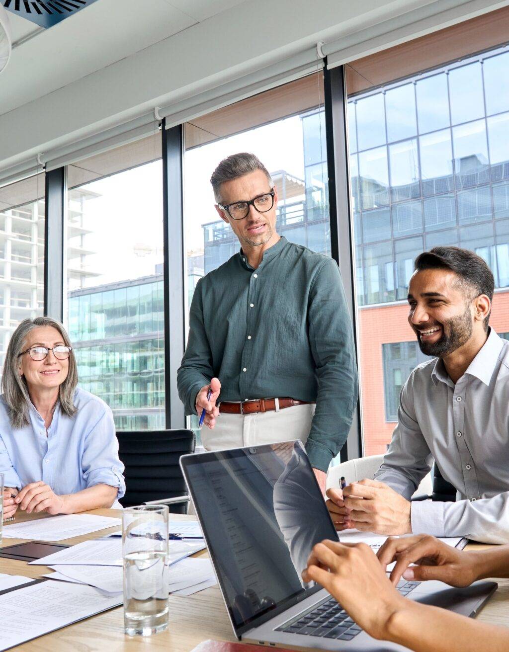 group of colleagues having a meeting