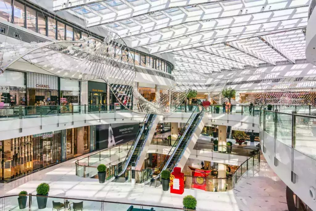 Inside of a shopping centre