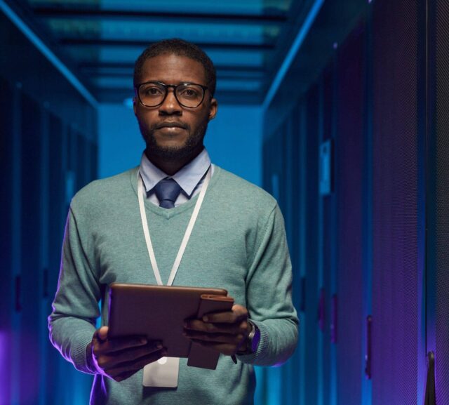 man holding tablet